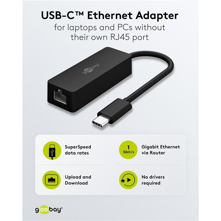 GOOBAY αντάπτορας δικτύου 76579, USB-C, 1000Mbps Ethernet, μαύρος | eLabstore.gr GOOBAY αντάπτορας δικτύου 76579, USB-C, 1000Mbps Ethernet, μαύρος | Δικτυακά | elabstore.gr