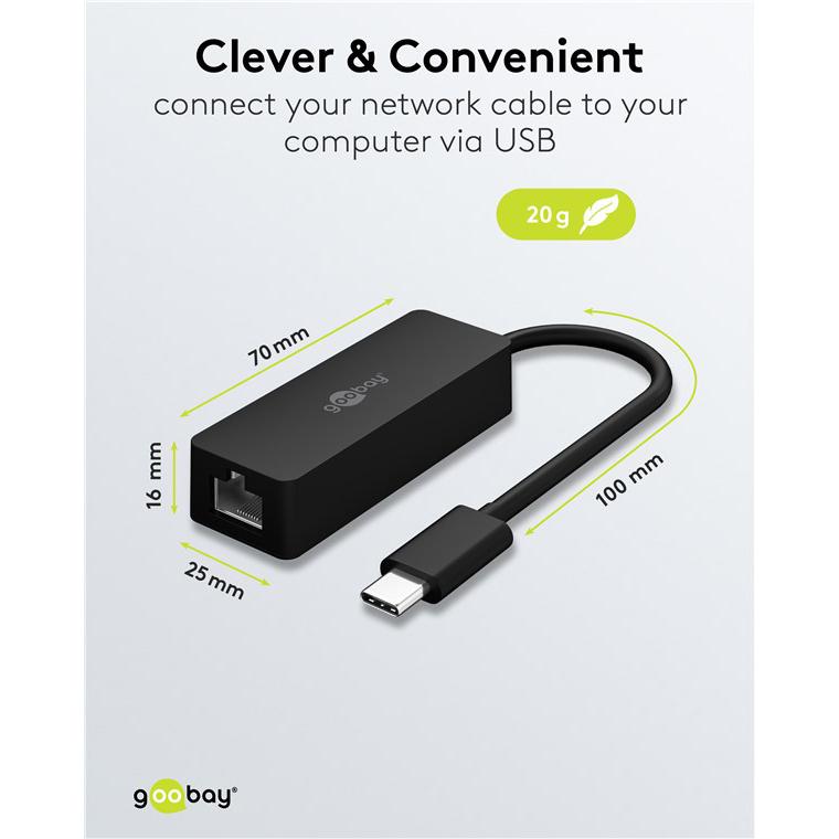 GOOBAY αντάπτορας δικτύου 76579, USB-C, 1000Mbps Ethernet, μαύρος | eLabstore.gr GOOBAY αντάπτορας δικτύου 76579, USB-C, 1000Mbps Ethernet, μαύρος | Δικτυακά | elabstore.gr