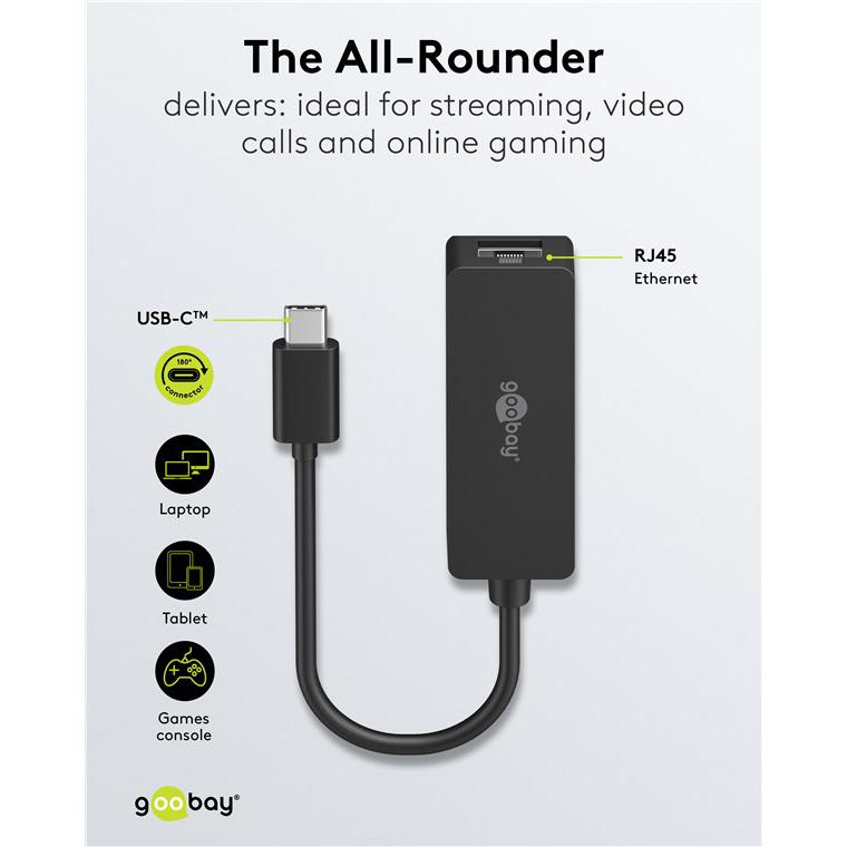 GOOBAY αντάπτορας δικτύου 76579, USB-C, 1000Mbps Ethernet, μαύρος | eLabstore.gr GOOBAY αντάπτορας δικτύου 76579, USB-C, 1000Mbps Ethernet, μαύρος | Δικτυακά | elabstore.gr