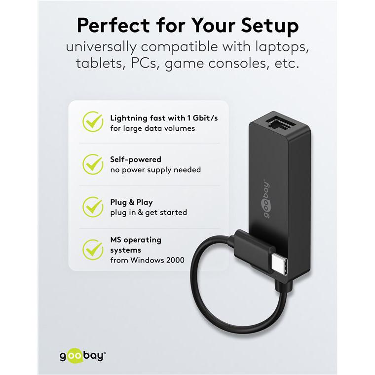 GOOBAY αντάπτορας δικτύου 76579, USB-C, 1000Mbps Ethernet, μαύρος | eLabstore.gr GOOBAY αντάπτορας δικτύου 76579, USB-C, 1000Mbps Ethernet, μαύρος - Image 6
