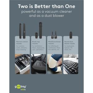 GOOBAY 2 σε 1 σκουπάκι χειρός & air duster 77829, 120W, 6000mAh, μαύρο | eLabstore.gr