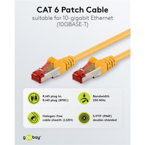 GOOBAY καλώδιο δικτύου 93210, CAT 6 S/FTP, copper, 250MHz, 0.25m, κίτρινο | Καλώδια - Αντάπτορες | elabstore.gr