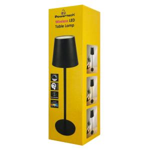 POWERTECH LED επιτραπέζιο φωτιστικό HLL-0193, ρυθμιζόμενο, επαναφορτιζόμενο, μαύρο | Φωτισμός | elabstore.gr