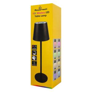 POWERTECH LED επιτραπέζιο φωτιστικό HLL-0195, RGB, ρυθμιζόμενο, επαναφορτιζόμενο, μαύρο | Φωτισμός | elabstore.gr