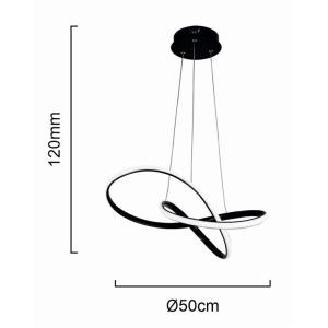 POWERTECH LED φωτιστικό οροφής HLL-0207, 48W, 4000K, Φ50cm x 120cm, μαύρο | Φωτισμός | elabstore.gr