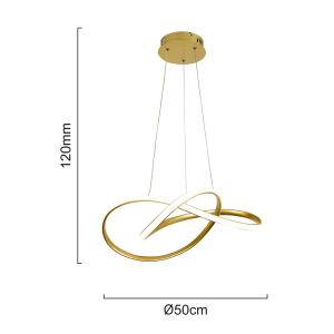 POWERTECH LED φωτιστικό οροφής HLL-0208, 48W, 4000K, Φ50cm x 120cm, χρυσό | Φωτισμός | elabstore.gr