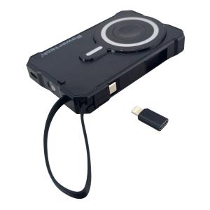 POWERTECH ηλιακό power bank PT-1505 με καλώδιο, 10000mah, magnetic wireless, 35W, μαύρο | Αξεσουάρ κινητών | elabstore.gr