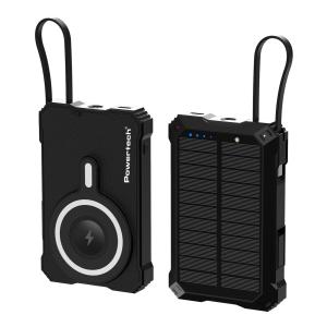 POWERTECH ηλιακό power bank PT-1505 με καλώδιο, 10000mah, magnetic wireless, 35W, μαύρο | Αξεσουάρ κινητών | elabstore.gr