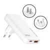 POWERTECH φορτιστής τοίχου PT-1532, EU/UK/CN βύσμα, USB/USB-C, 65W, GaN, λευκός | Αξεσουάρ κινητών | elabstore.gr