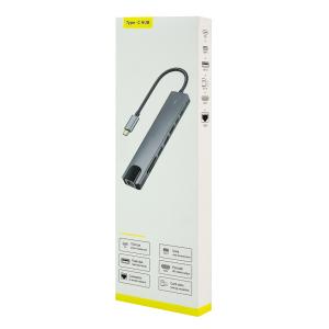 POWERTECH docking station PT-1537, 8 θυρών, USB-C σύνδεση, 100W PD, 1000Mbps, γκρι | Συνοδευτικά PC | elabstore.gr