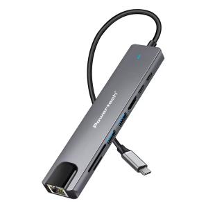 POWERTECH docking station PT-1537, 8 θυρών, USB-C σύνδεση, 100W PD, 1000Mbps, γκρι | Συνοδευτικά PC | elabstore.gr