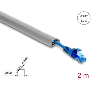 DELOCK κανάλι καλωδίων 20765 με αυτοκόλλητο, εύκαμπτο PVC, 20x10mm, 2m, γκρι | Καλώδια - Αντάπτορες | elabstore.gr