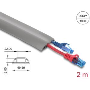 DELOCK κανάλι καλωδίων 20767 με αυτοκόλλητο, εύκαμπτο PVC, 50x14mm, 2m, γκρι | Καλώδια - Αντάπτορες | elabstore.gr