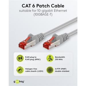 GOOBAY καλώδιο δικτύου 50889, CAT 6 S/FTP, copper, 250MHz, 5m, γκρι | Καλώδια - Αντάπτορες | elabstore.gr