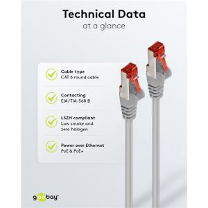 GOOBAY καλώδιο δικτύου 50889, CAT 6 S/FTP, copper, 250MHz, 5m, γκρι | Καλώδια - Αντάπτορες | elabstore.gr