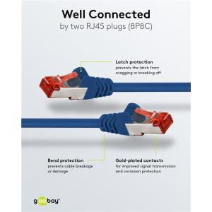 GOOBAY καλώδιο δικτύου 68270, CAT 6 S/FTP, copper, 250MHz, 5m, μπλε | Καλώδια - Αντάπτορες | elabstore.gr
