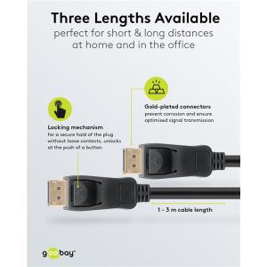 GOOBAY καλώδιο DisplayPort 74777, VESA Certified, 8K/60Hz, 32.4 Gbps, 1m, μαύρο | Καλώδια - Αντάπτορες | elabstore.gr