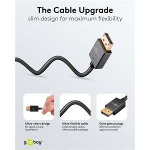 GOOBAY καλώδιο DisplayPort 77442, 8K/120Hz, 40 Gbps, 1m, μαύρο | Καλώδια - Αντάπτορες | elabstore.gr