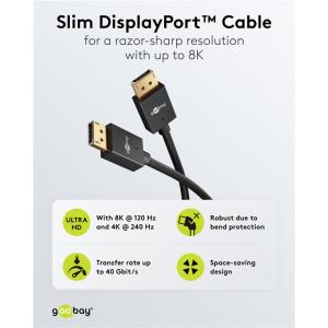 GOOBAY καλώδιο DisplayPort 77442, 8K/120Hz, 40 Gbps, 1m, μαύρο | Καλώδια - Αντάπτορες | elabstore.gr