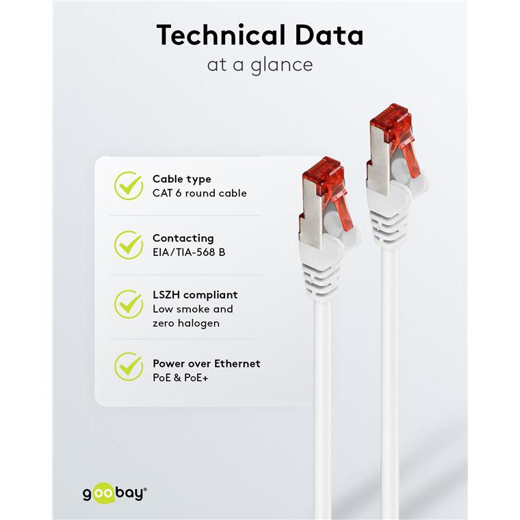 GOOBAY καλώδιο δικτύου 93511, CAT 6 S/FTP, copper, 250MHz, 7.5m, λευκό | eLabstore.gr GOOBAY καλώδιο δικτύου 93511, CAT 6 S/FTP, copper, 250MHz, 7.5m, λευκό | Καλώδια - Αντάπτορες | elabstore.gr