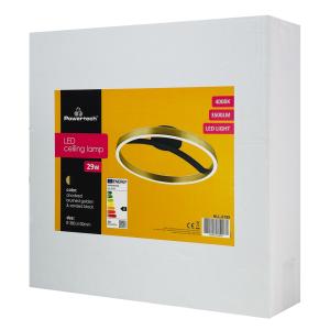 POWERTECH LED φωτιστικό οροφής HLL-0199, 29W, 4000K, Φ38x10cm, χρυσό/μαύρο | eLabstore.gr