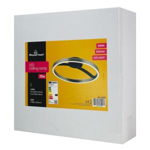 POWERTECH LED φωτιστικό οροφής HLL-0200, 29W, 4000K, Φ38x10cm, ασημί/μαύρο | eLabstore.gr