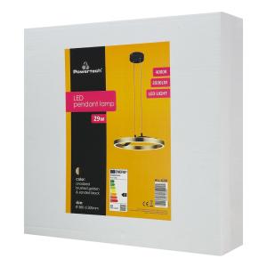 POWERTECH LED φωτιστικό οροφής HLL-0201, 29W, 4000K, Φ38x120cm, χρυσό/μαύρο | eLabstore.gr