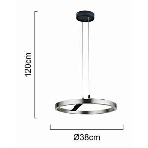 POWERTECH LED φωτιστικό οροφής HLL-0202, 29W, 4000K, Φ38x120cm, ασημί/μαύρο | Φωτισμός | elabstore.gr