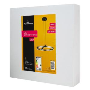 POWERTECH LED φωτιστικό οροφής HLL-0202, 29W, 4000K, Φ38x120cm, ασημί/μαύρο | eLabstore.gr