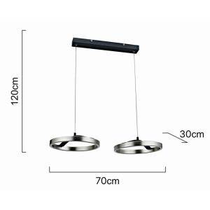 POWERTECH LED φωτιστικό οροφής HLL-0203, 42W, 4000K, 70x30x120cm, ασημί/μαύρο | Φωτισμός | elabstore.gr