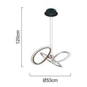 POWERTECH LED φωτιστικό οροφής HLL-0205, 40W, 4000K, Φ53x120cm, οπάλ χρυσό/μαύρο | Φωτισμός | elabstore.gr