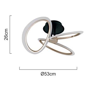 POWERTECH LED φωτιστικό οροφής HLL-0206, 40W, 4000K, Φ53x26cm, οπάλ χρυσό/μαύρο | Φωτισμός | elabstore.gr