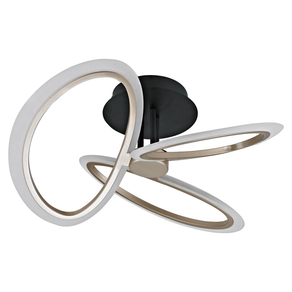 POWERTECH LED φωτιστικό οροφής HLL-0206, 40W, 4000K, Φ53x26cm, οπάλ χρυσό/μαύρο | Φωτισμός | elabstore.gr