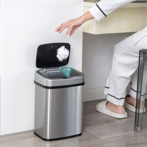 HOME USE κάδος απορριμμάτων HUH-0256 με φωτοκύτταρο, ανοξείδωτο ατσάλι, 15lt, ασημί | Οικιακός εξοπλισμός | elabstore.gr