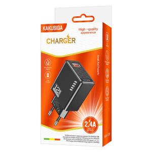 KAKUSIGA φορτιστής τοίχου KSC-1235, USB, 12W, μαύρος | Αξεσουάρ κινητών | elabstore.gr