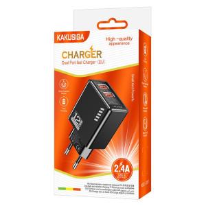 KAKUSIGA φορτιστής τοίχου KSC-1237, 2x USB, 12W, μαύρος | Αξεσουάρ κινητών | elabstore.gr