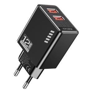KAKUSIGA φορτιστής τοίχου KSC-1237, 2x USB, 12W, μαύρος | Αξεσουάρ κινητών | elabstore.gr