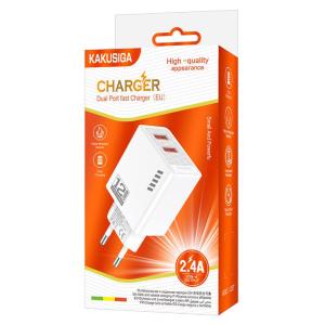 KAKUSIGA φορτιστής τοίχου KSC-1237, 2x USB, 12W, λευκός | Αξεσουάρ κινητών | elabstore.gr