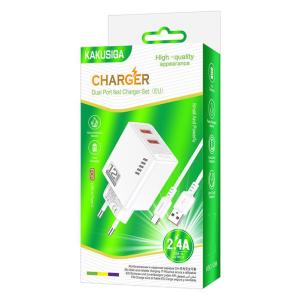 KAKUSIGA φορτιστής τοίχου KSC-1238 με καλώδιο USB-C, 2x USB, 12W, λευκός | Αξεσουάρ κινητών | elabstore.gr