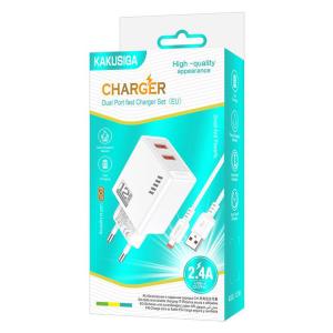 KAKUSIGA φορτιστής τοίχου KSC-1238 με καλώδιο Lightning, 2x USB, 12W, λευκός | Αξεσουάρ κινητών | elabstore.gr
