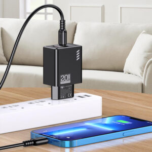 KAKUSIGA φορτιστής τοίχου KSC-1239, USB & USB-C, 20W, μαύρος | Αξεσουάρ κινητών | elabstore.gr