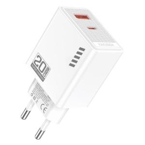 KAKUSIGA φορτιστής τοίχου KSC-1239, USB & USB-C, 20W, λευκός | Αξεσουάρ κινητών | elabstore.gr