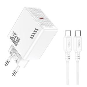 KAKUSIGA φορτιστής τοίχου KSC-1242 με καλώδιο USB-C, USB-C, 30W, λευκός | Αξεσουάρ κινητών | elabstore.gr