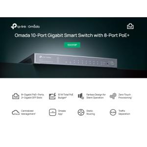 TP-LINK smart PoE+ switch SG2210P, 10-Port Gigabit, V 5.20 | Δικτυακά | elabstore.gr