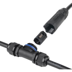 POWERTECH αδιάβροχος σύνδεσμος καλωδίων τροφοδοσίας TOOL-0113, τύπου ταφ, 3pin, IP68, μαύρος | Εργαλεία | elabstore.gr