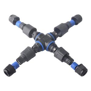 POWERTECH αδιάβροχος σύνδεσμος καλωδίων τροφοδοσίας TOOL-0114, τύπου σταυρός, 3pin, IP68, μαύρος | Εργαλεία | elabstore.gr