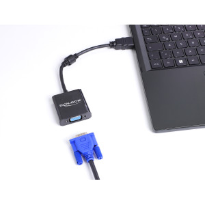 DELOCK αντάπτορας HDMI σε VGA 61077, 1080p, μαύρος | Καλώδια - Αντάπτορες | elabstore.gr