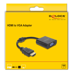 DELOCK αντάπτορας HDMI σε VGA 61077, 1080p, μαύρος | Καλώδια - Αντάπτορες | elabstore.gr
