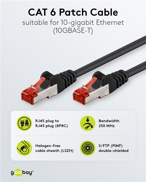 GOOBAY καλώδιο δικτύου 68698, CAT 6 S/FTP, copper, 250MHz, 3m, μαύρο | eLabstore.gr GOOBAY καλώδιο δικτύου 68698, CAT 6 S/FTP, copper, 250MHz, 3m, μαύρο | Καλώδια - Αντάπτορες | elabstore.gr