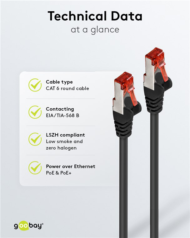 GOOBAY καλώδιο δικτύου 68698, CAT 6 S/FTP, copper, 250MHz, 3m, μαύρο | eLabstore.gr GOOBAY καλώδιο δικτύου 68698, CAT 6 S/FTP, copper, 250MHz, 3m, μαύρο | Καλώδια - Αντάπτορες | elabstore.gr